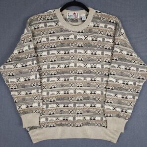 Vintage Florence Tricot 3D Knit Sweater Men XL Textured Crew Neck Cosby Pullover